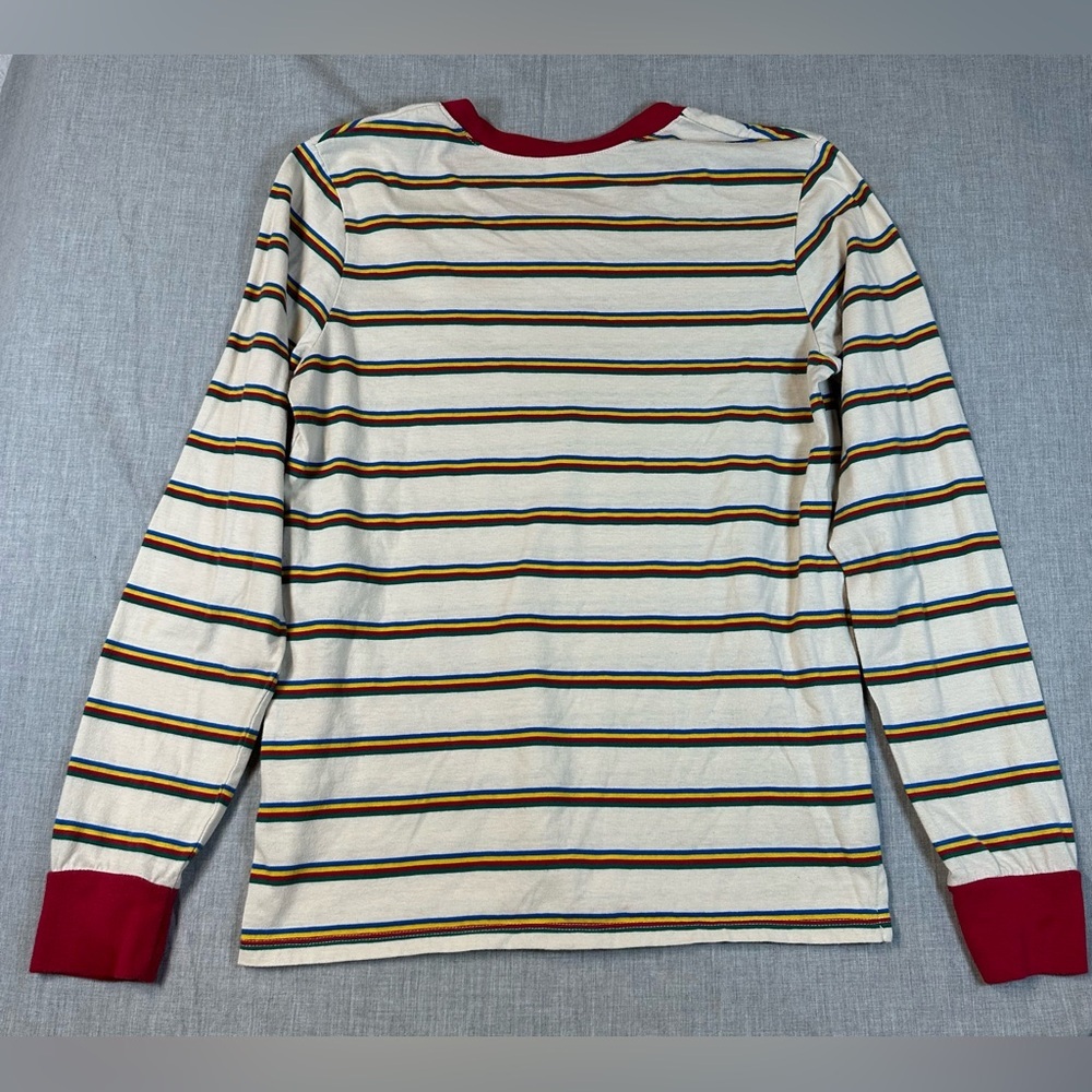 Zine Clothing Multicolor Striped Tee with Red Collar - Picture 2 of 7